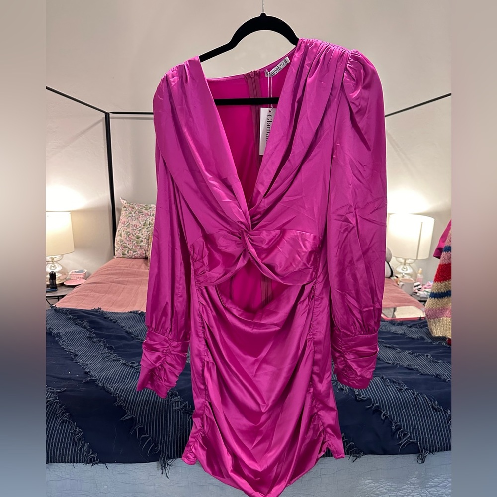 Ruched Long Sleeve Dress with Cutout